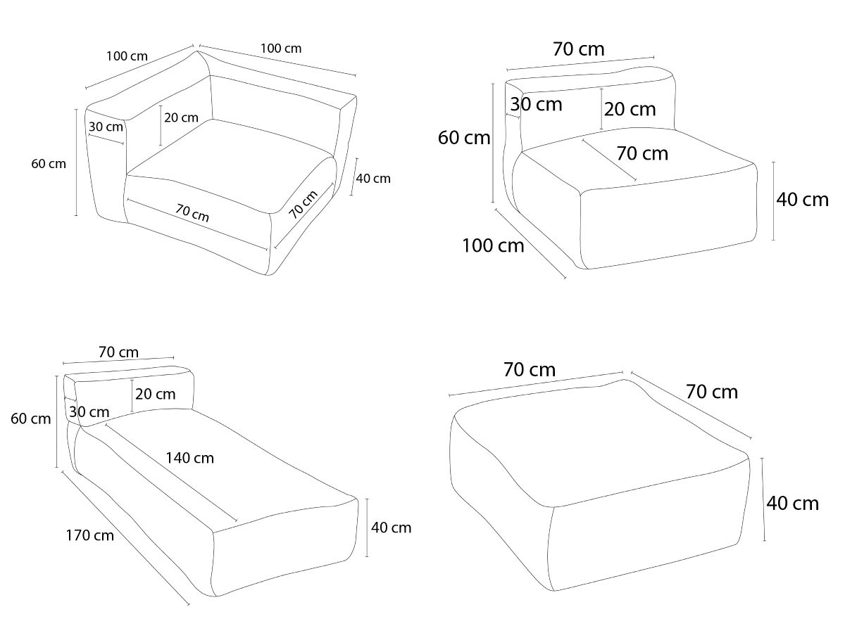 Canapé d'angle fixe EVEREST tissu chiné - Orange - Angle droit - 10 coussins