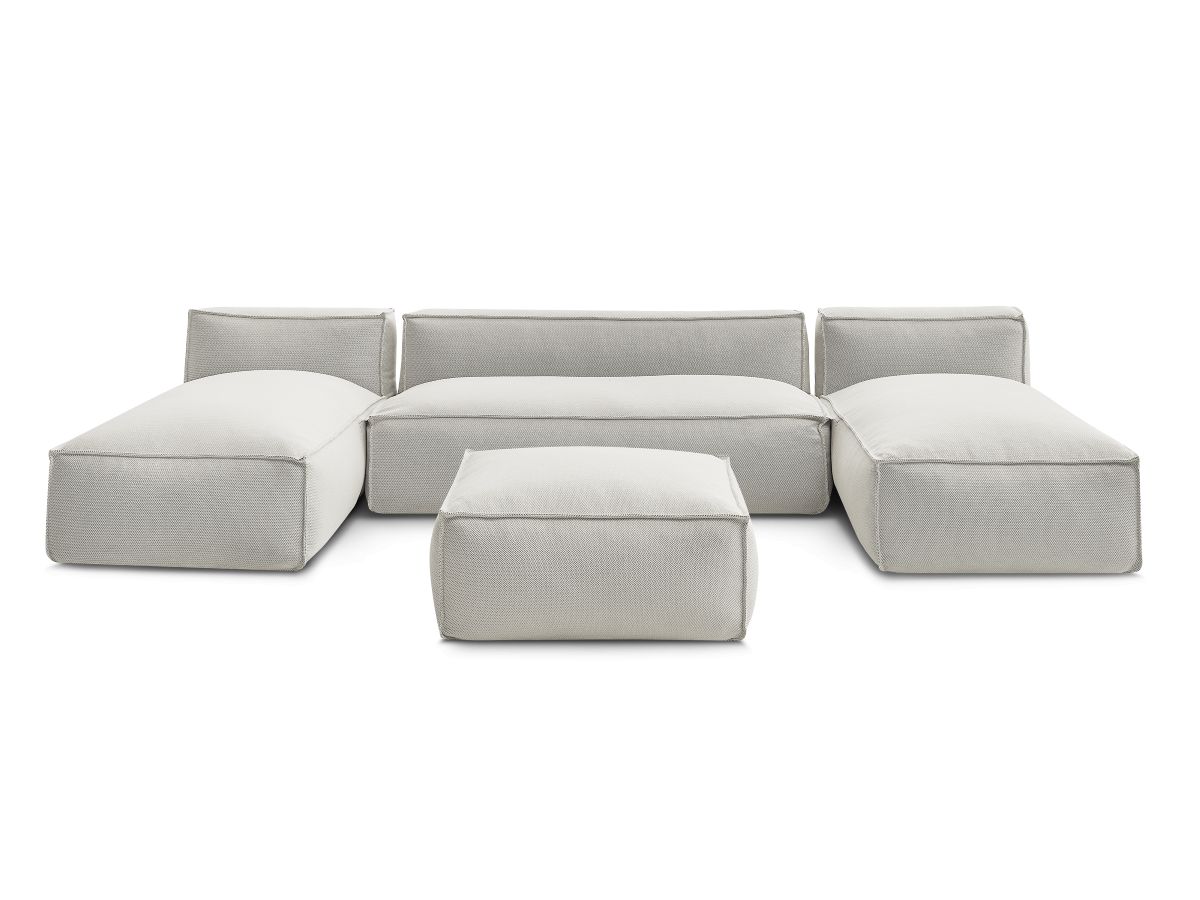 Canapé de jardin modulable BIARRITZ avec bâche de protection, beige — vue 5