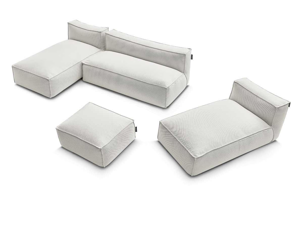 Canapé d'angle fixe EVEREST tissu chiné - Orange - Angle droit - 10 coussins