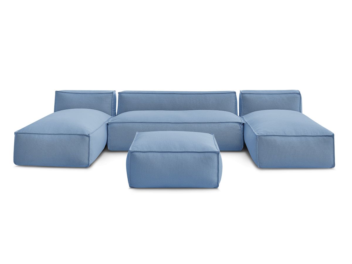 Canapé de jardin modulable BIARRITZ avec bâche de protection, bleu — vue 5