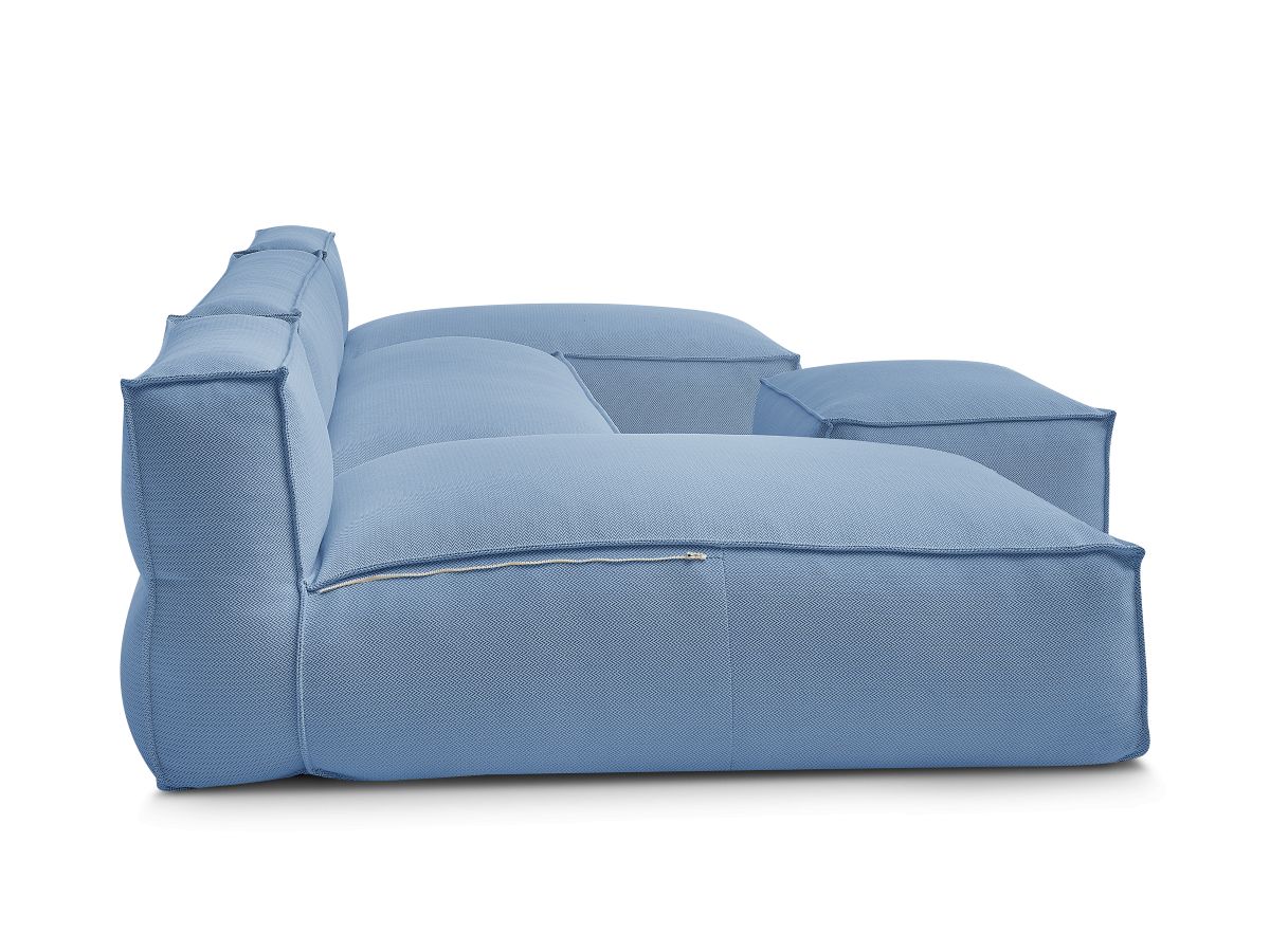 Modulaire tuinbank BIARRITZ met beschermhoes, 1 2-zits fauteuil, 2 chaise longues en 1 poef