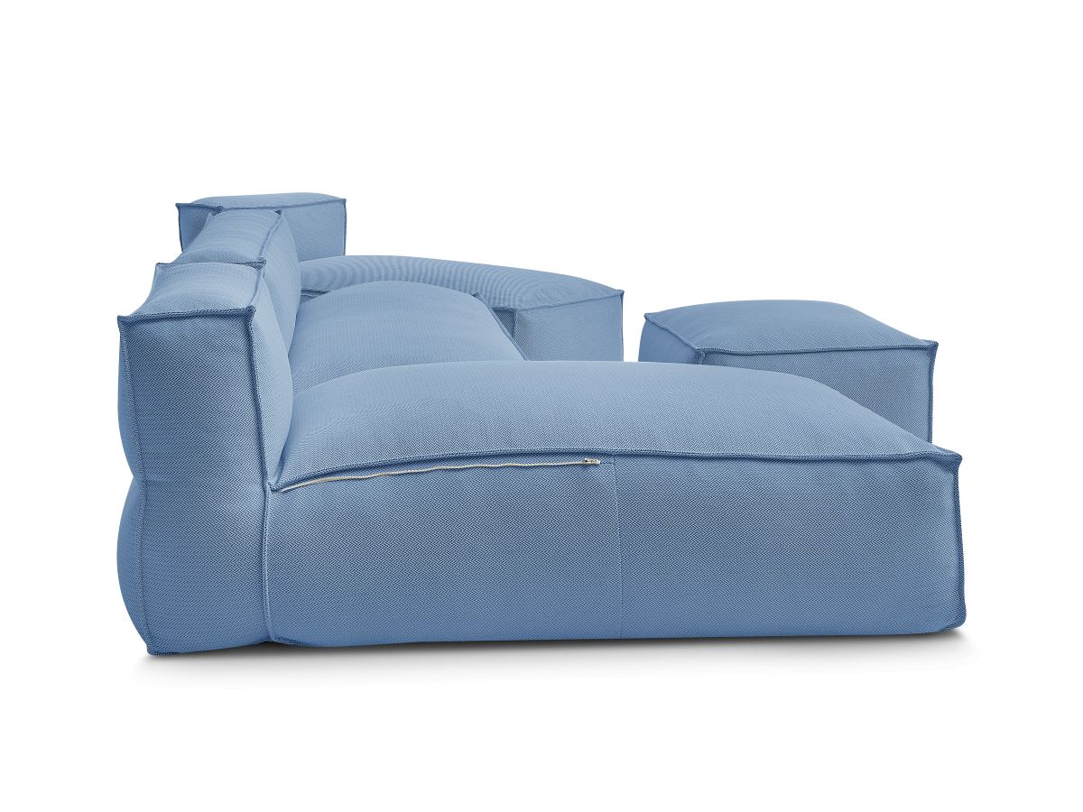 Modulaire tuinbank BIARRITZ met beschermhoes, 1 2-zits fauteuil, 2 chaise longues en 1 poef