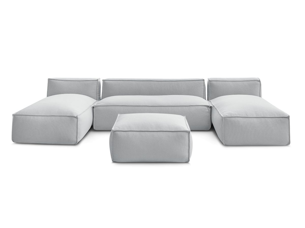 Canapé de jardin modulable BIARRITZ avec bâche de protection, gris — vue 5