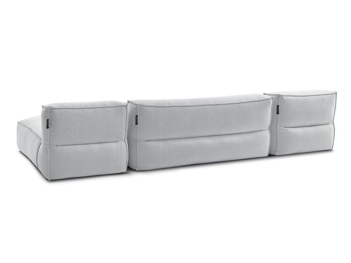 Modulaire tuinbank BIARRITZ met beschermhoes, 1 2-zits fauteuil, 2 chaise longues en 1 poef