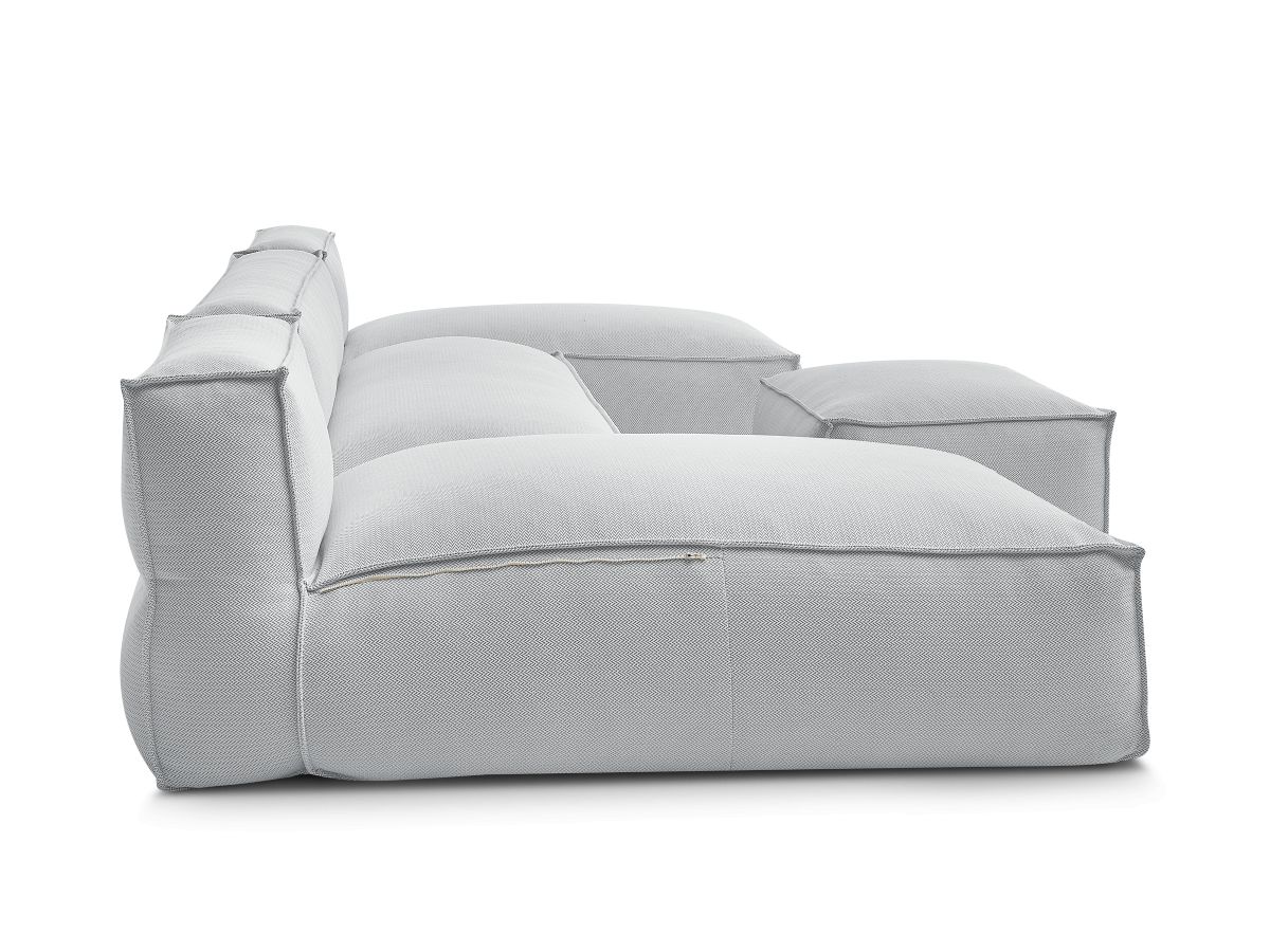 Modulaire tuinbank BIARRITZ met beschermhoes, 1 2-zits fauteuil, 2 chaise longues en 1 poef