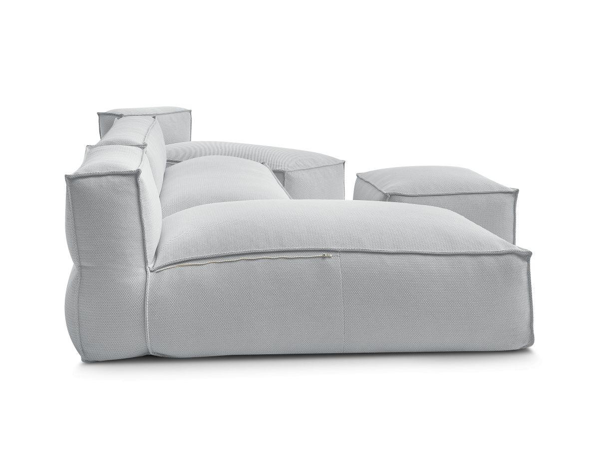 Modulaire tuinbank BIARRITZ met beschermhoes, 1 2-zits fauteuil, 2 chaise longues en 1 poef