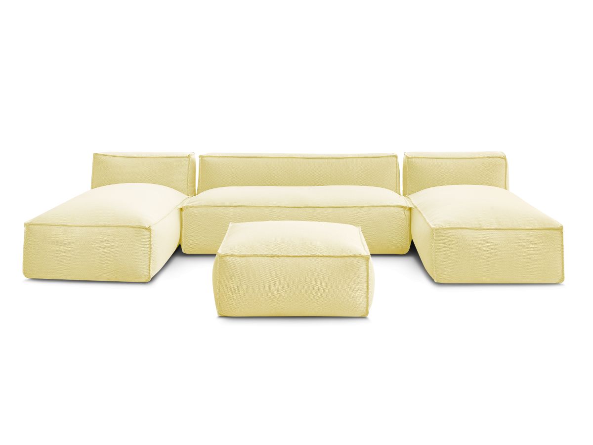 Canapé de jardin modulable BIARRITZ avec bâche de protection, jaune — vue 5