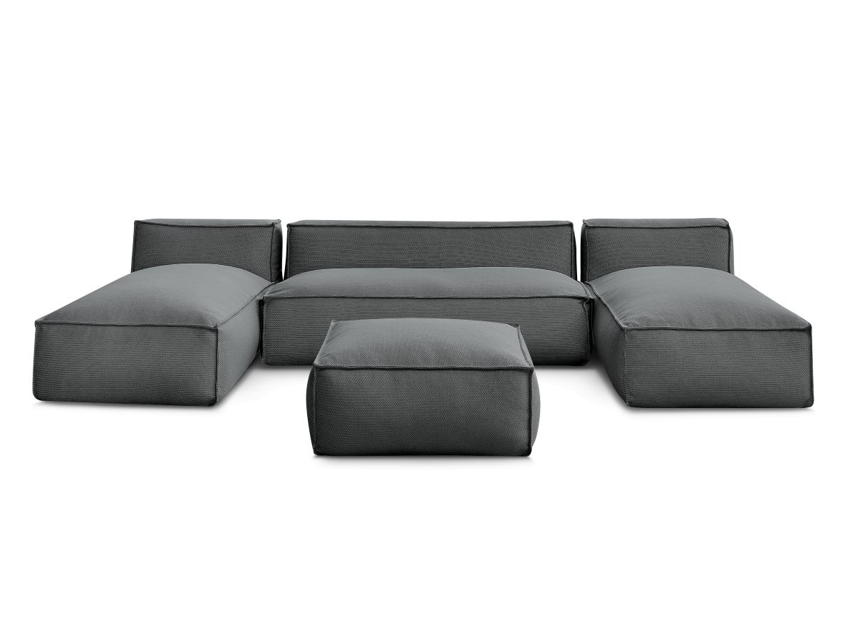 Canapé de jardin modulable BIARRITZ avec bâche de protection, noir — vue 5