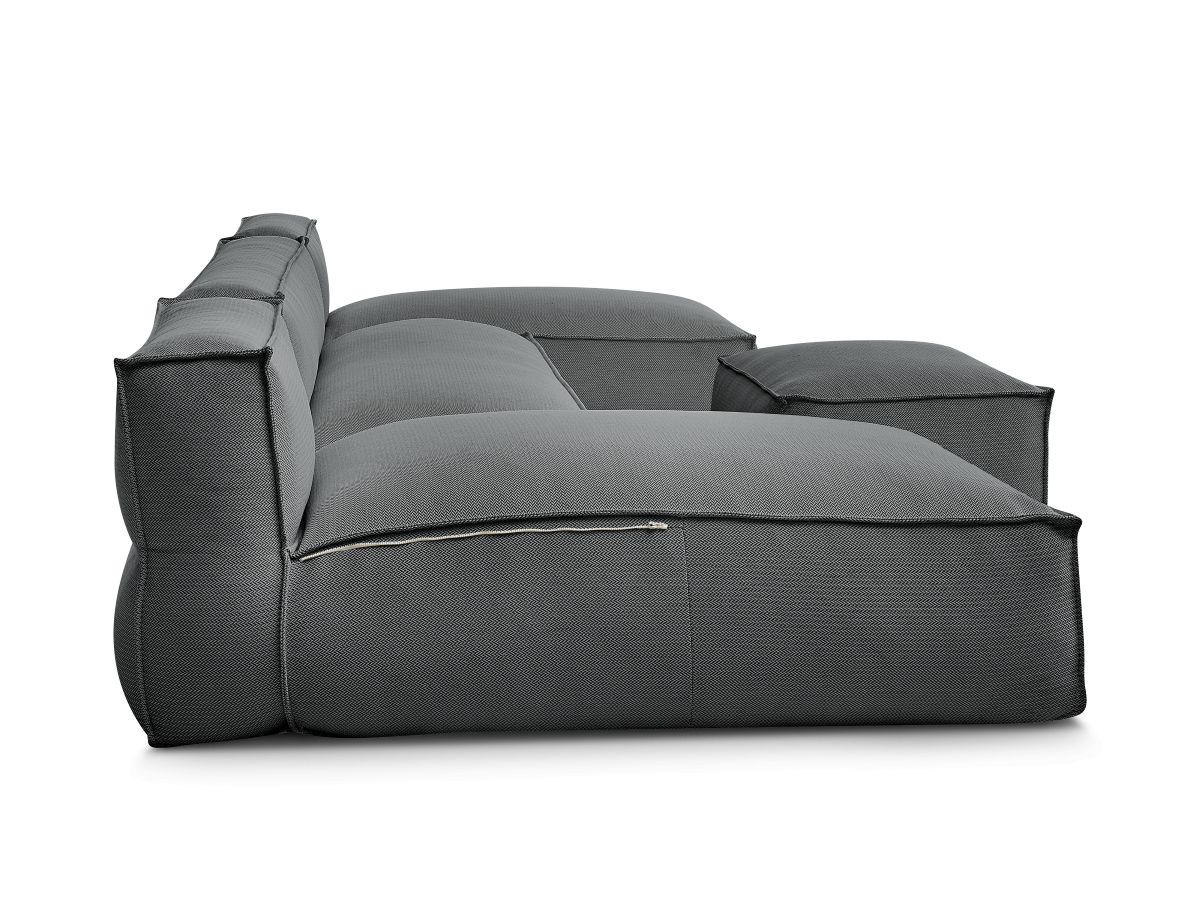 Modulaire tuinbank BIARRITZ met beschermhoes, 1 2-zits fauteuil, 2 chaise longues en 1 poef