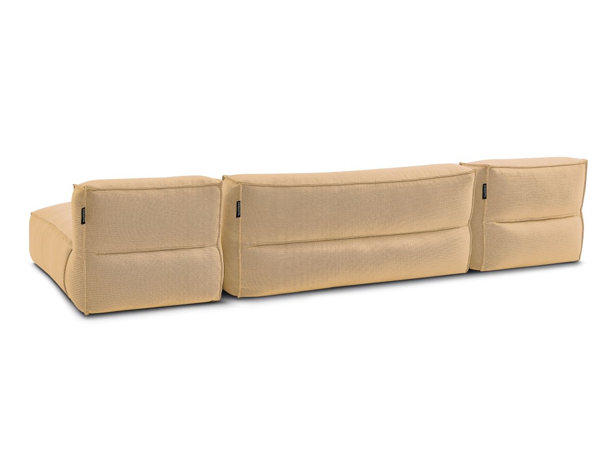 Modulaire tuinbank BIARRITZ met beschermhoes, 1 2-zits fauteuil, 2 chaise longues en 1 poef