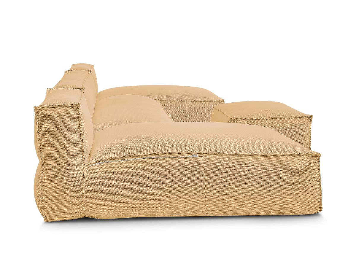 Modulaire tuinbank BIARRITZ met beschermhoes, 1 2-zits fauteuil, 2 chaise longues en 1 poef