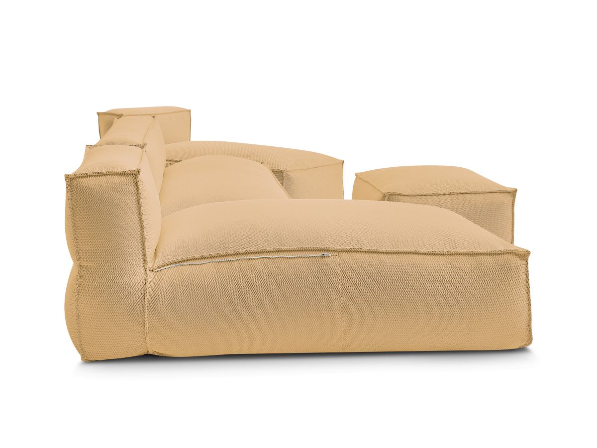 Modulaire tuinbank BIARRITZ met beschermhoes, 1 2-zits fauteuil, 2 chaise longues en 1 poef