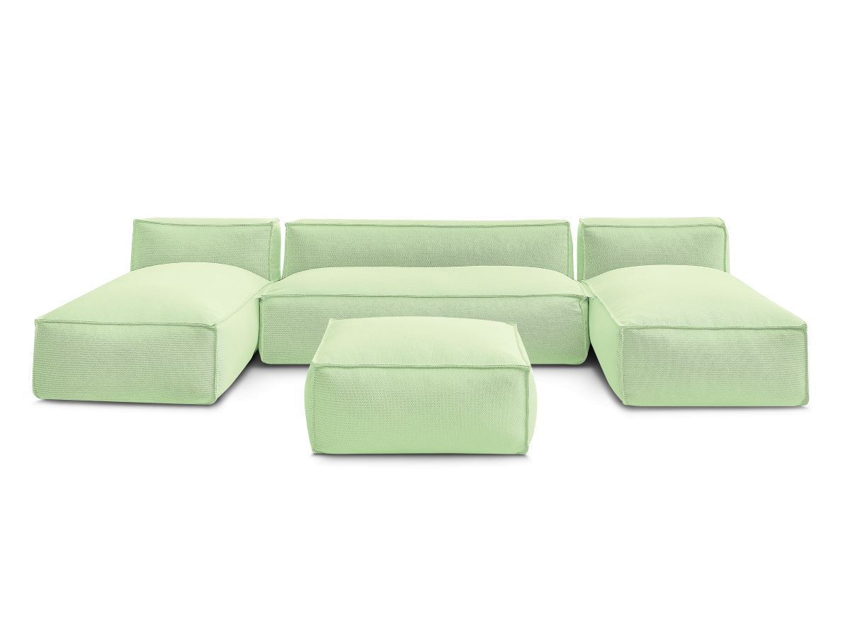 Canapé de jardin modulable BIARRITZ avec bâche de protection, vert — vue 5