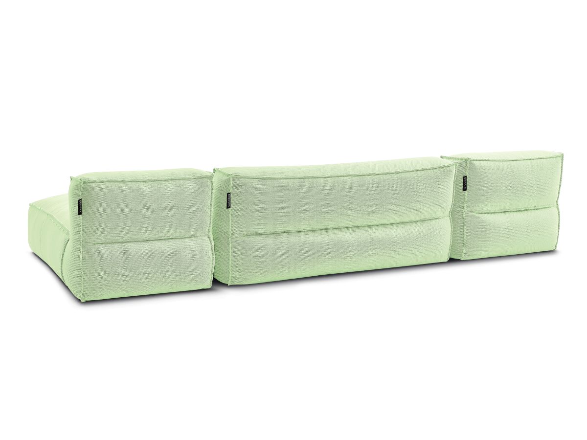 Modulaire tuinbank BIARRITZ met beschermhoes, 1 2-zits fauteuil, 2 chaise longues en 1 poef