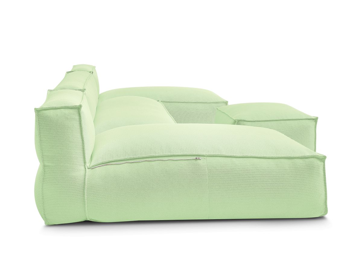 Modulaire tuinbank BIARRITZ met beschermhoes, 1 2-zits fauteuil, 2 chaise longues en 1 poef