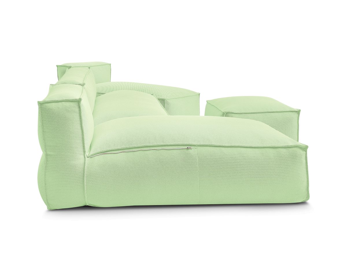 Modulaire tuinbank BIARRITZ met beschermhoes, 1 2-zits fauteuil, 2 chaise longues en 1 poef