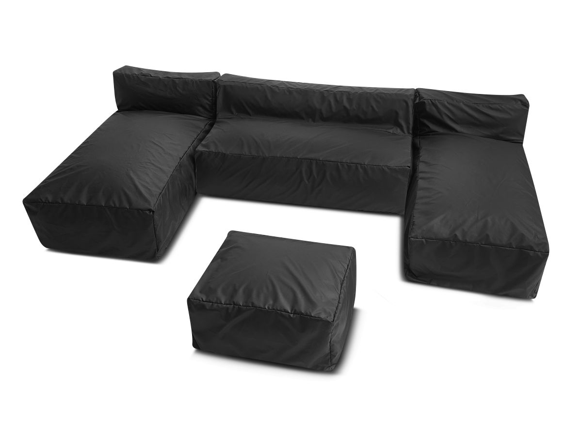 Canapé d'angle fixe EVEREST tissu chiné - Orange - Angle droit - 10 coussins