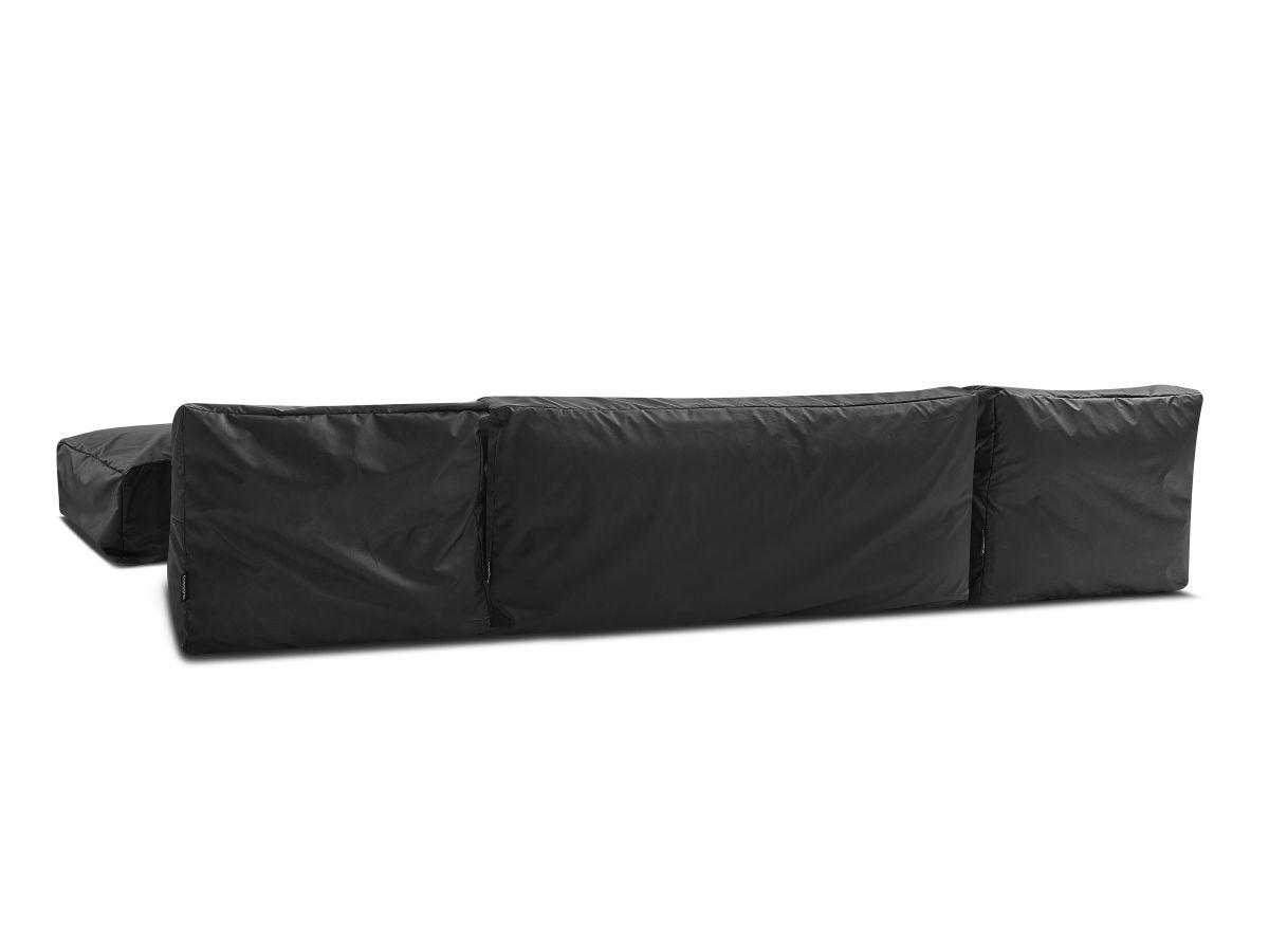 Canapé d'angle fixe EVEREST tissu chiné - Orange - Angle droit - 10 coussins