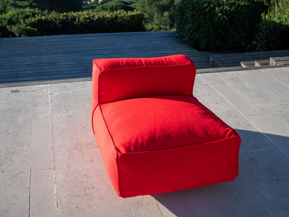 Canapé d'angle fixe EVEREST tissu chiné - Orange - Angle droit - 10 coussins