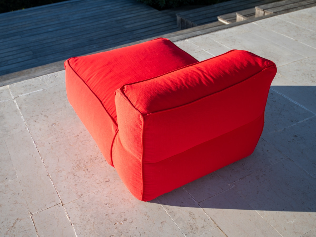 Canapé d'angle fixe EVEREST tissu chiné - Orange - Angle droit - 10 coussins
