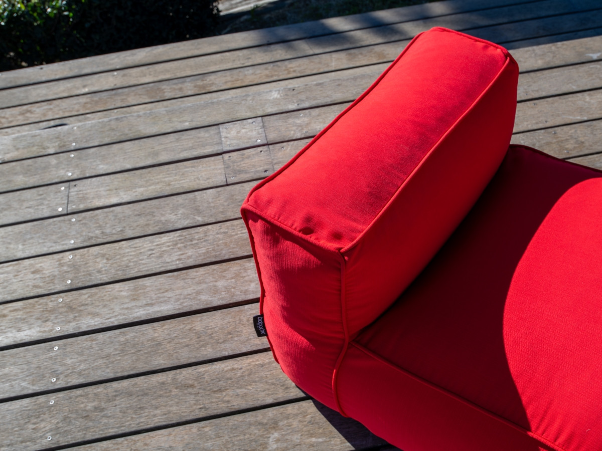 Canapé d'angle fixe EVEREST tissu chiné - Orange - Angle droit - 10 coussins