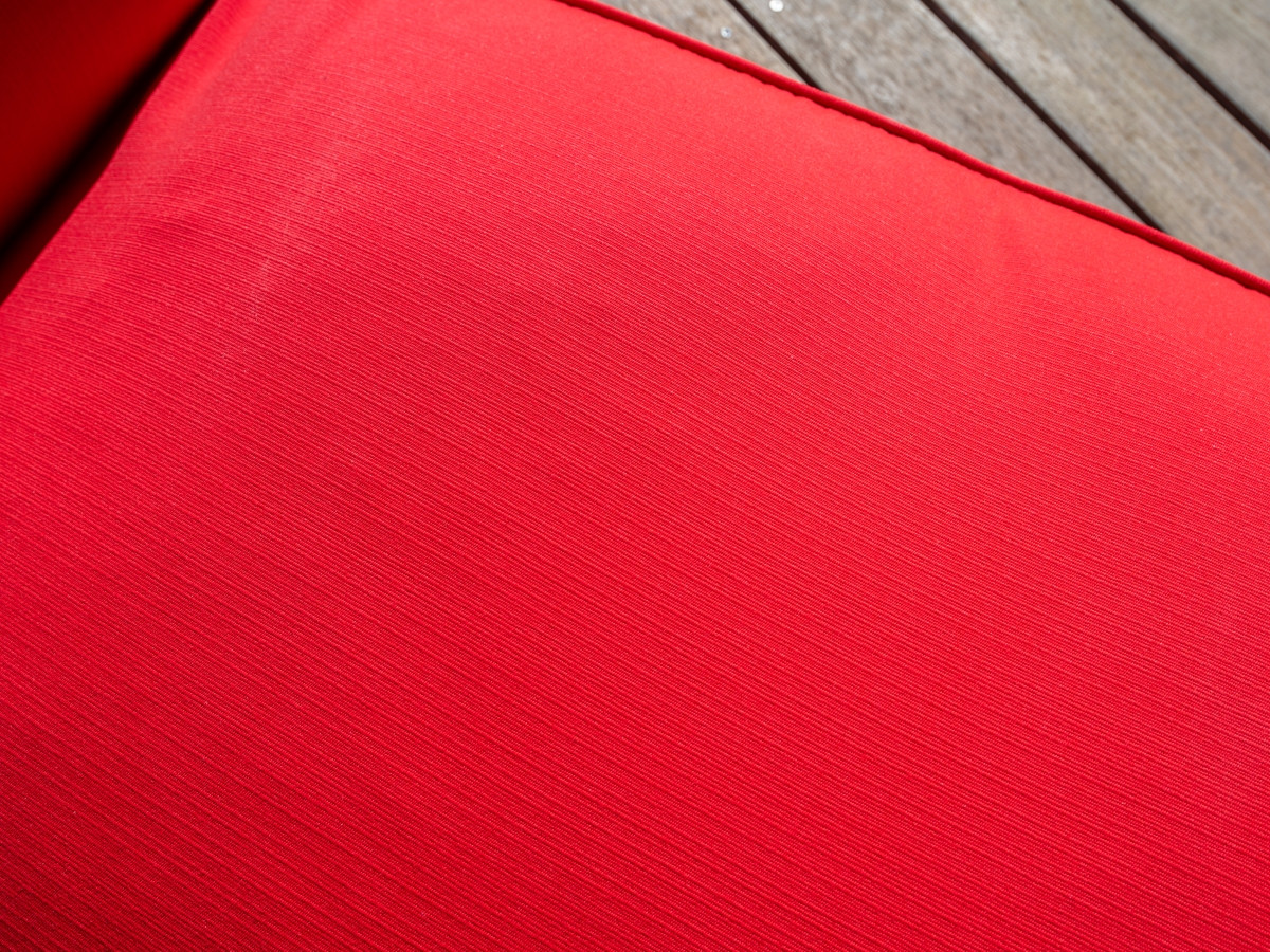 Canapé d'angle fixe EVEREST tissu chiné - Orange - Angle droit - 10 coussins