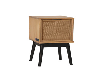 Table de chevet ALBI bois massif et rotin