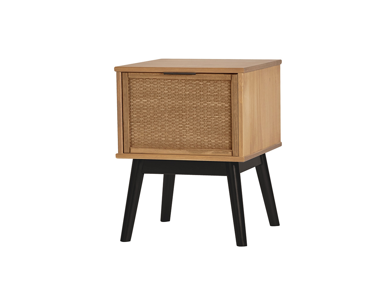 Table de chevet ALBI bois massif et rotin