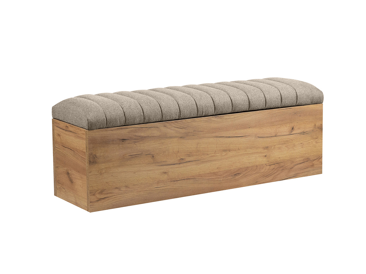 Lit OCEANE avec lattes massives texturé + Bout de lit OCEANE beige — vue 5