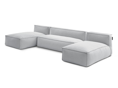 Canapé de jardin modulable BIARRITZ avec bâche de protection, 1 chauffeuse 2 places et 2 méridiennes