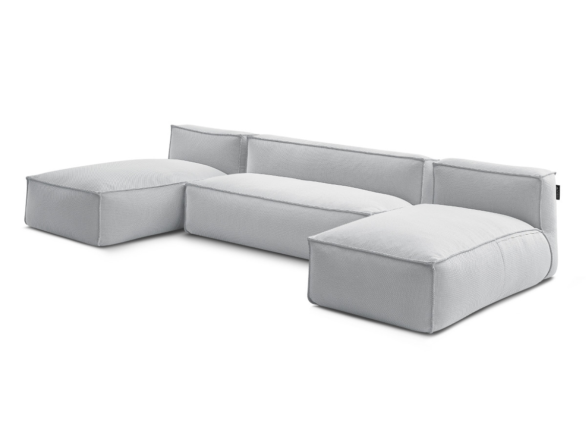 Modulaire tuinbank BIARRITZ met beschermhoes, 1 2-zits loungestoel en 2 chaise longues
