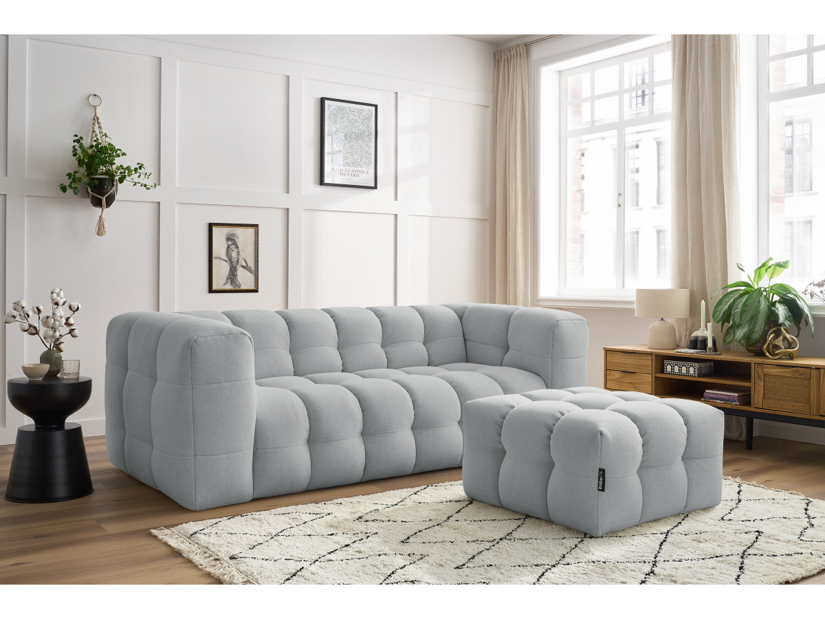 Canapé droit 3 places CLOUD avec pouf gris clair — vue 5