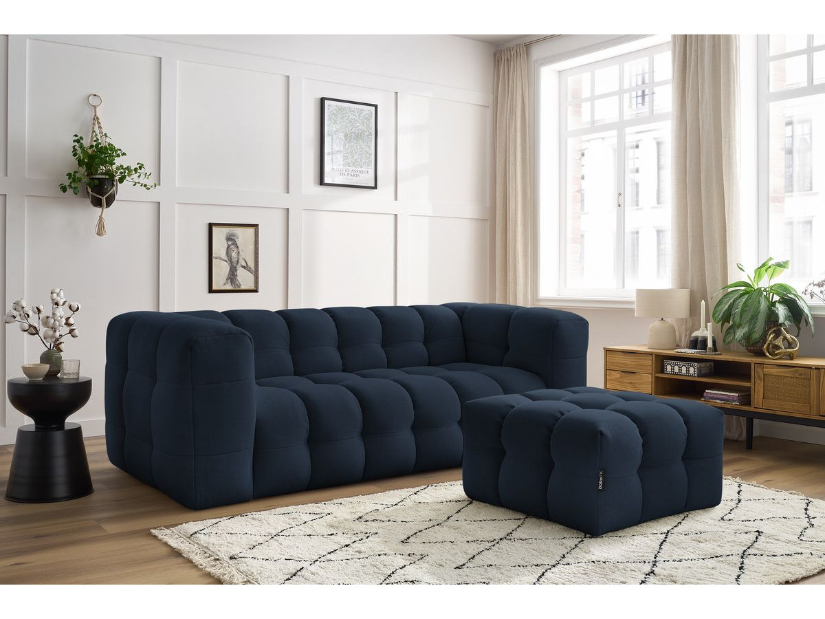 Canapé droit 3 places CLOUD avec pouf bleu foncé — vue 5