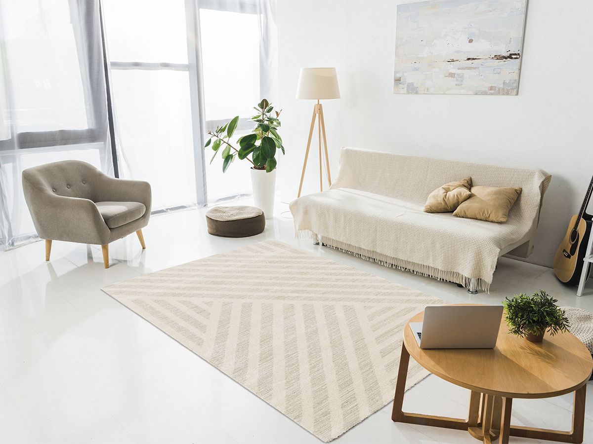 Tapis poils courts ISSANE motif abstrait beige — vue 5