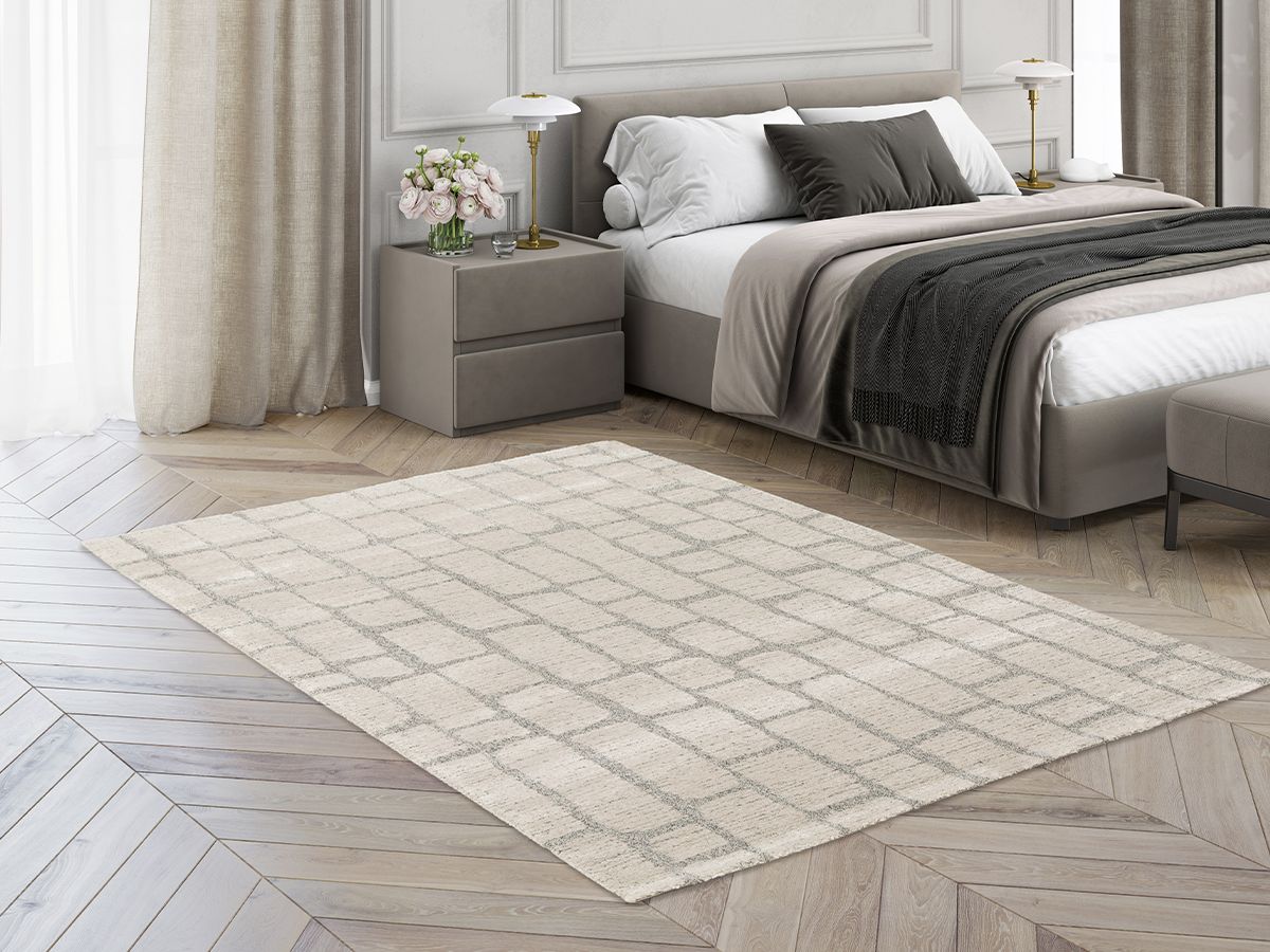 Ikeda laagpolig vloerkleed met abstract patroon