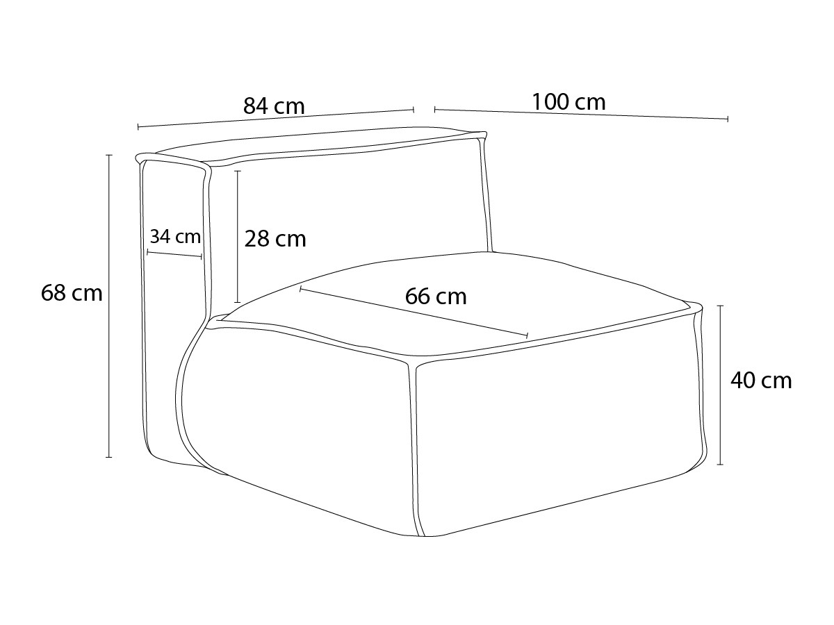 1-zits fauteuil zonder armleuningen met beschermhoes voor modulaire tuinbank BIARRITZ