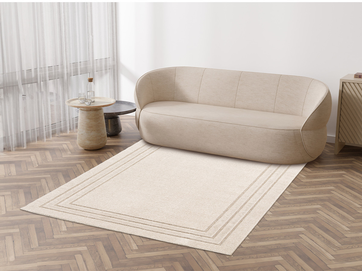 Tapis poils ras ALEXANDRIA motif abstrait beige — vue 6