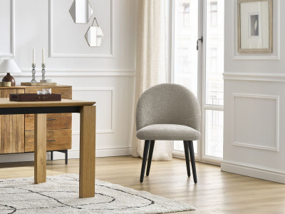 Lot de chaises LALIE tissu texturé et pieds scandinaves noirs