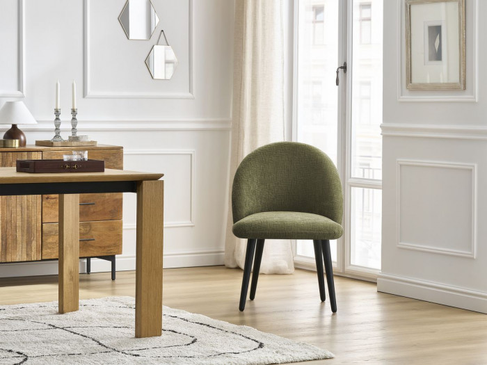 Lot de chaises LALIE tissu texturé et pieds scandinaves noirs