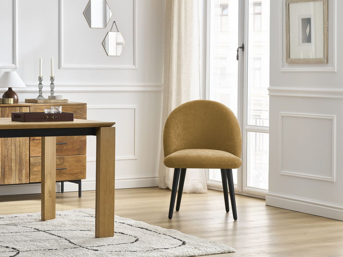 Lot de chaises LALIE tissu texturé et pieds scandinaves noirs