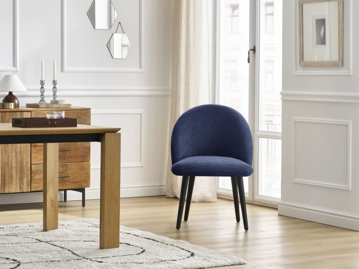 Lot de chaises LALIE tissu texturé et pieds scandinaves noirs