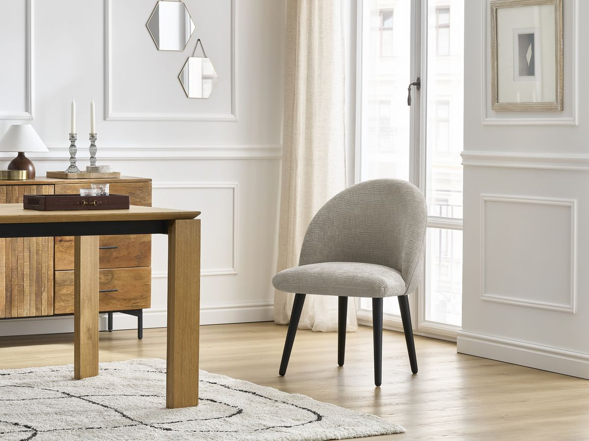 Lot de chaises LALIE tissu texturé et pieds scandinaves noirs