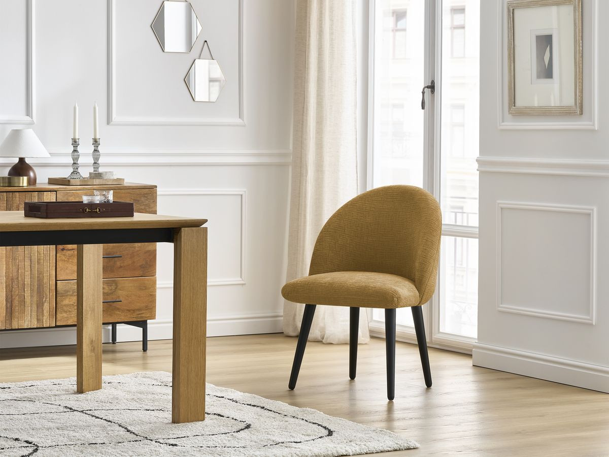 Lot de chaises LALIE tissu texturé et pieds scandinaves noirs