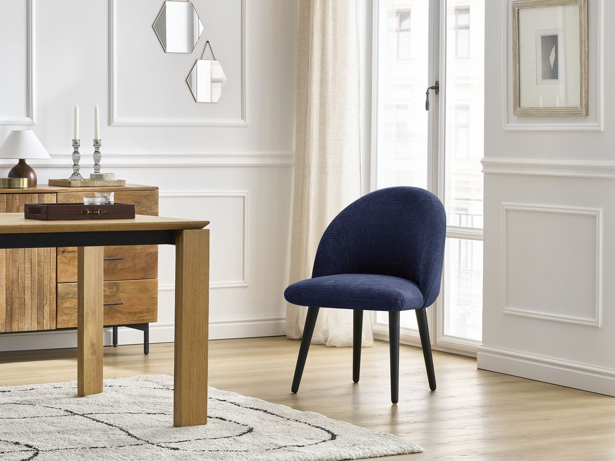 Lot de chaises LALIE tissu texturé et pieds scandinaves noirs