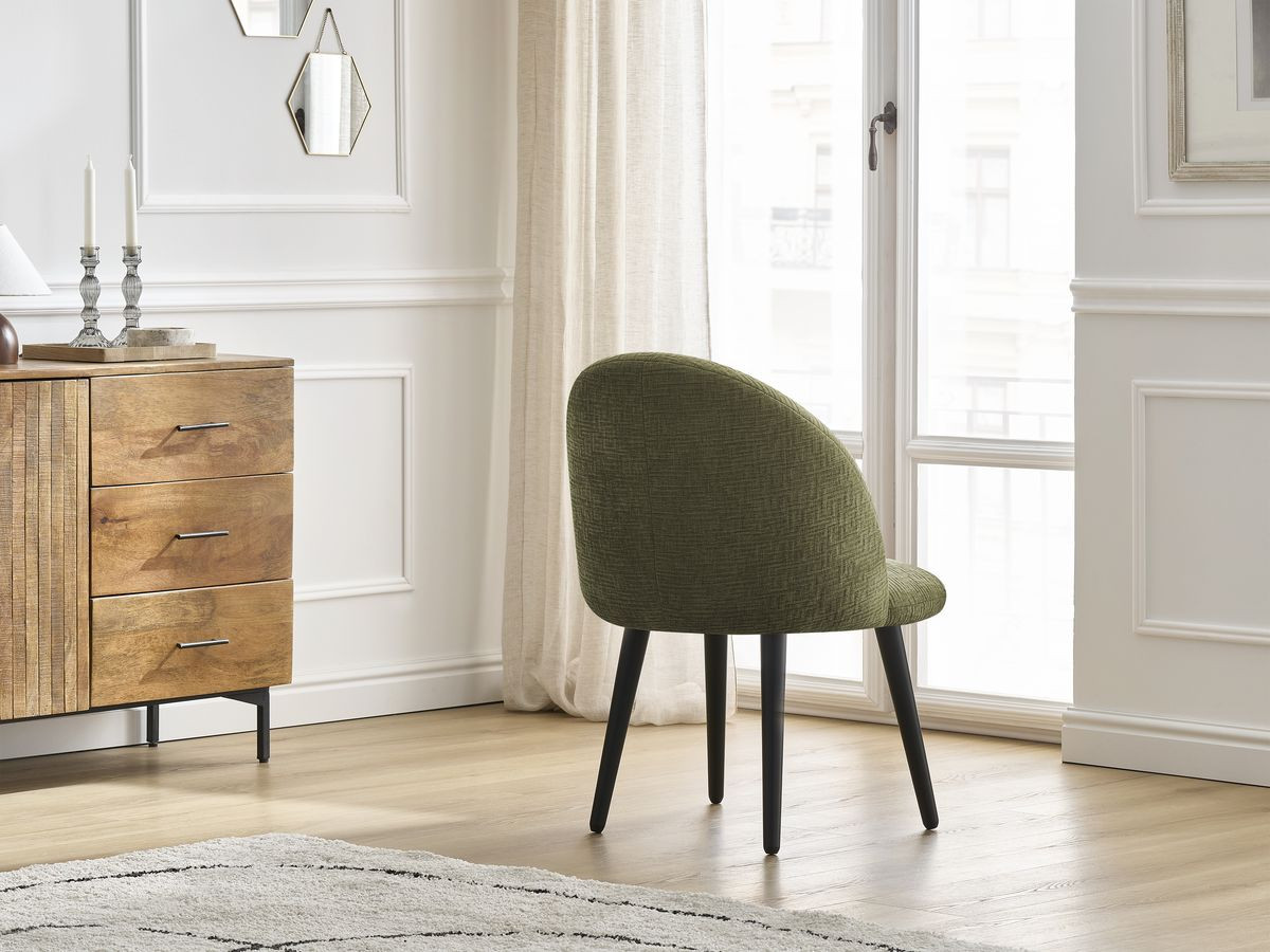 Lot de chaises LALIE tissu texturé et pieds scandinaves noirs