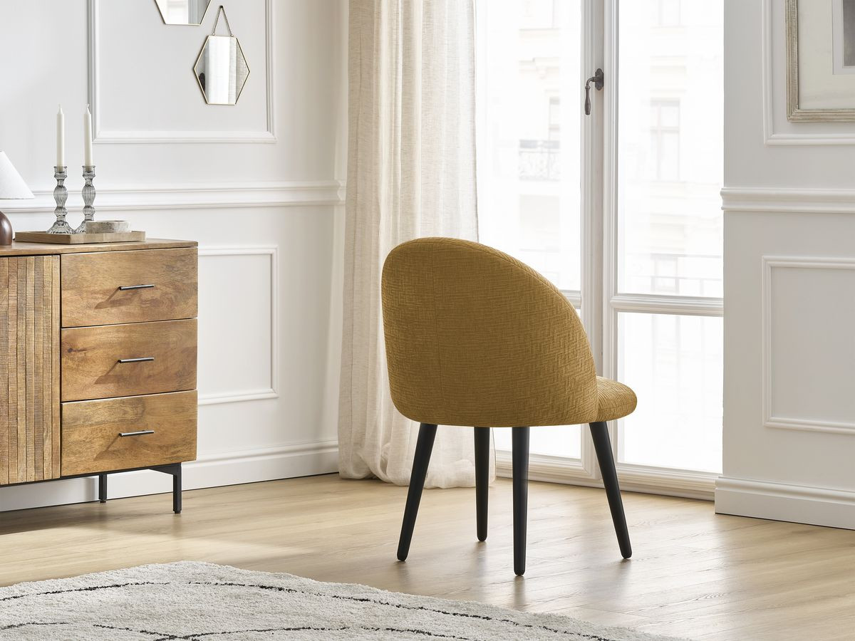 Lot de chaises LALIE tissu texturé et pieds scandinaves noirs