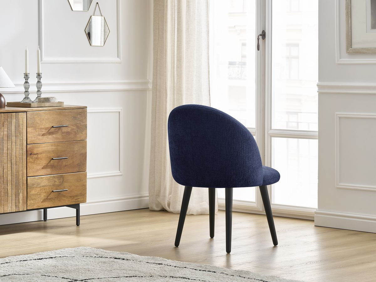Lot de chaises LALIE tissu texturé et pieds scandinaves noirs