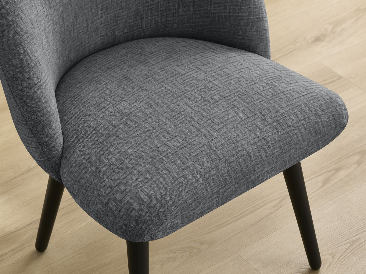Lot de chaises LALIE tissu texturé et pieds scandinaves noirs