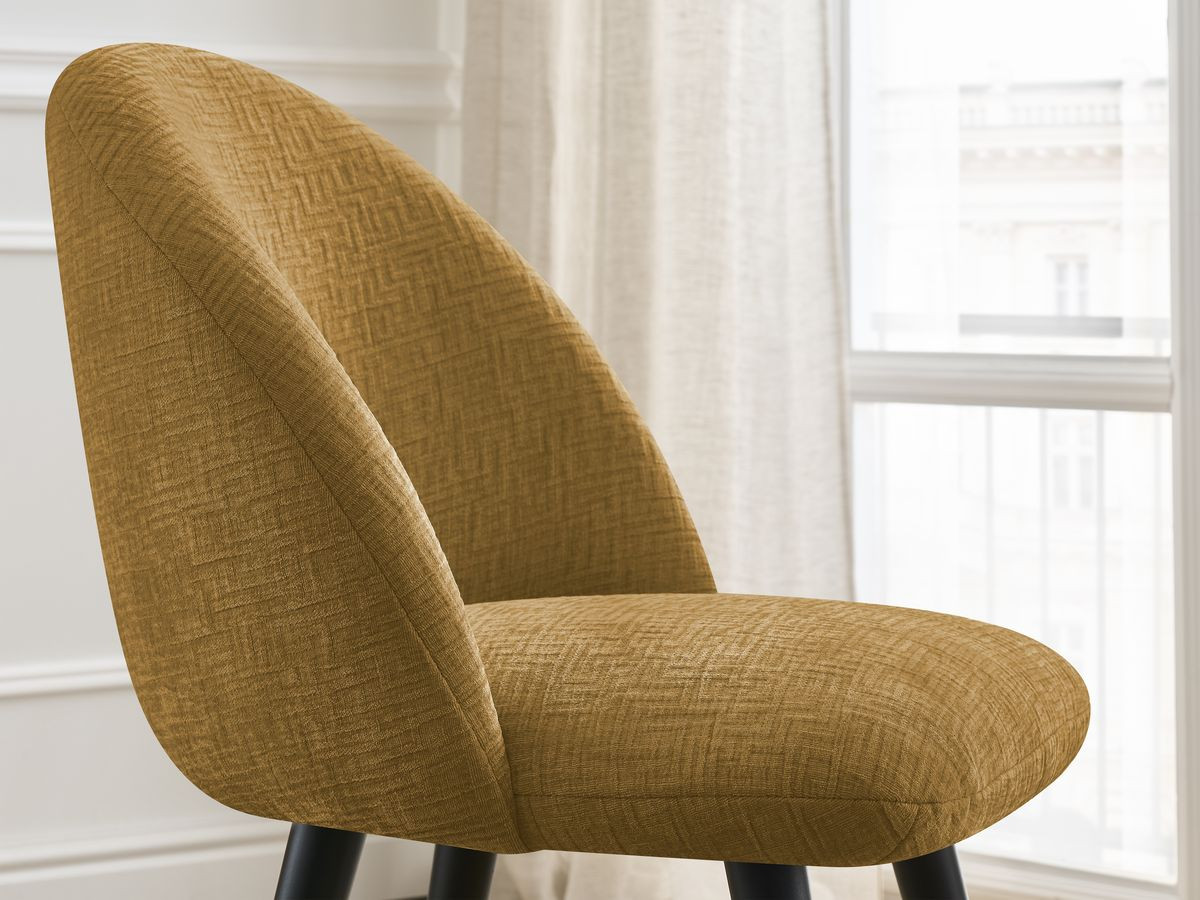 Lot de chaises LALIE tissu texturé et pieds scandinaves noirs