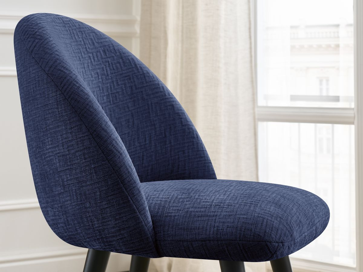Lot de chaises LALIE tissu texturé et pieds scandinaves noirs